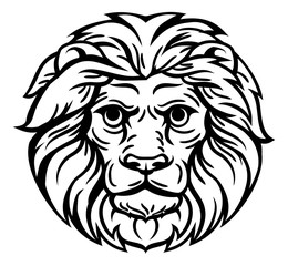 Fototapeta na wymiar Woodcut Lion Head Concept