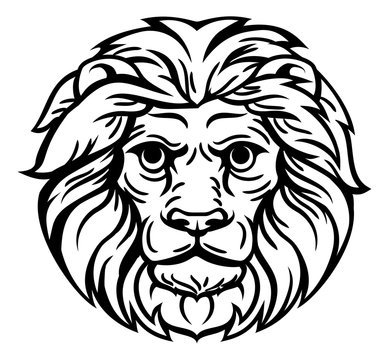 Woodcut Lion Head Concept