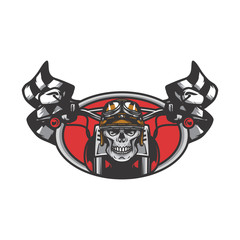 Skull ghodt rider road biker logo mascot design illustration