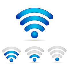 3d wi fi symbols set