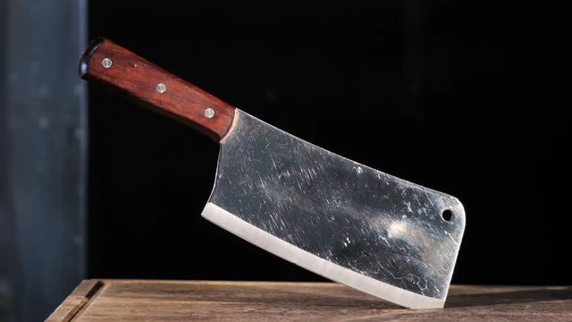 Chef knife through the use in hand.