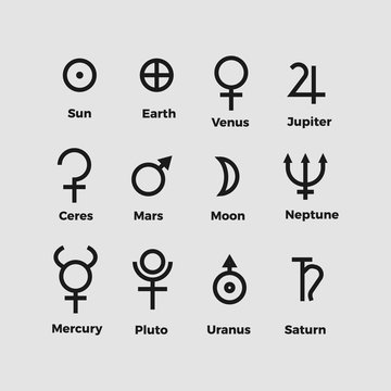 planet astrology symbols set