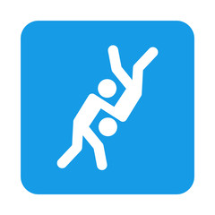 Icono plano judo en cuadrado azul