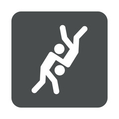 Icono plano judo en cuadrado gris