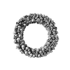 Skull font letter O. Letter made from lots of skulls. 3D Rendering 