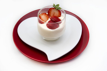 Yogurt with strawberries.