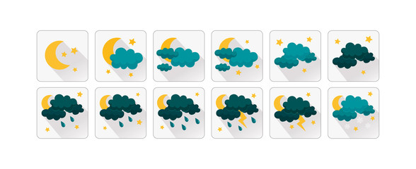 Weather vector icons  flat design - Set2