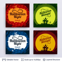 Halloween party posters set.