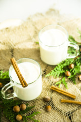 eggnog - hot winter alcoholic drink with milk