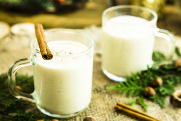 eggnog - hot winter alcoholic drink with milk