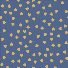 Vector seamless pattern. Randomly disposed hearts. Cute background for print on fabric, paper, scrapbooking. 
