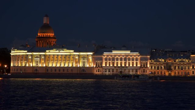 Night Admiralty embankment of St. Petersburg