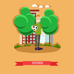 Fototapeta premium Father concept vector illustration in flat style