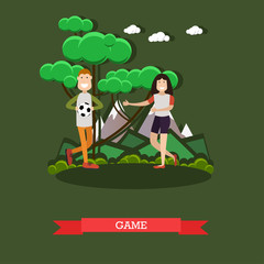 Fototapeta premium Vector illustration of happy cute children in flat style.