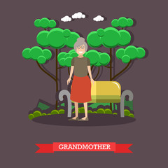 Vector illustration of grandmother in flat style