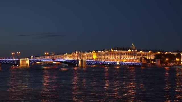 The Palace Bridge near the Hermitage at night St. Petersburg