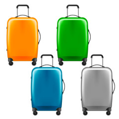Modern plastic wheeled suitcase - set of baggage
