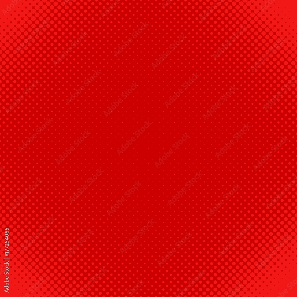 Poster red abstract halftone dot pattern background - vector design from circles in varying sizes