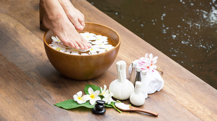 Spa treatment and product for female feet spa, Thailand. select and soft focus.