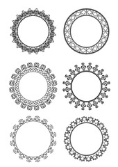 Set of  black and white frame of lace on a white background. Vector element for cards and your design