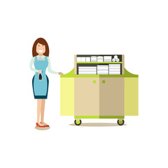 Hotel housemaid vector illustration in flat style