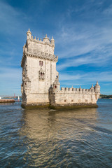 Fototapeta na wymiar Belem tower - fortified building (fort) on an island in the River Tagus