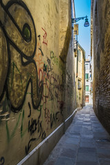 Narrow alley in Venice, Italy. Lane in Venice, Italy.