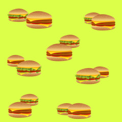 Fast food seamless hamburger pattern. vector illustration.