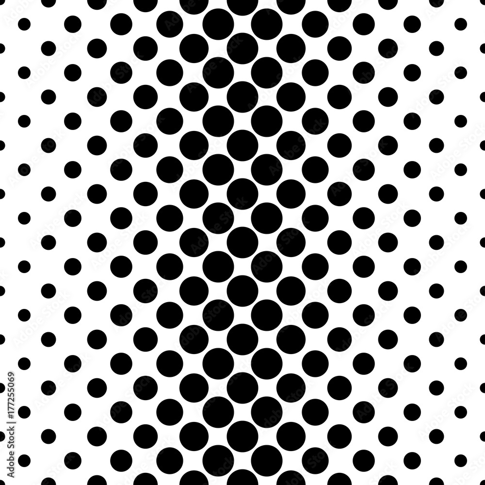 Poster abstract monochrome dot pattern - geometrical halftone vector background design from circles