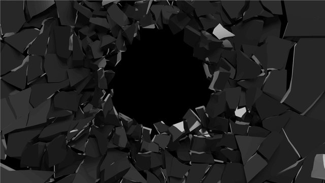 Abstract 3d rendering of shattered black surface. destructed wall. vector format