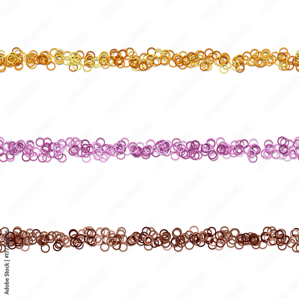Poster random circle pattern line text separator design set from colored rings - vector graphic elements