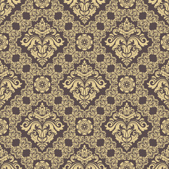 Orient vector classic brown and golden pattern. Seamless abstract background with repeating elements. Orient background