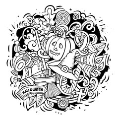 Cartoon vector doodles Happy Halloween illustration