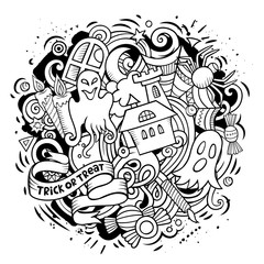 Cartoon vector doodles Happy Halloween illustration