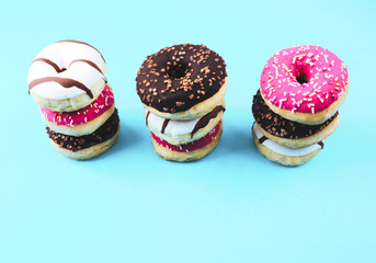 Donut covered with icing.