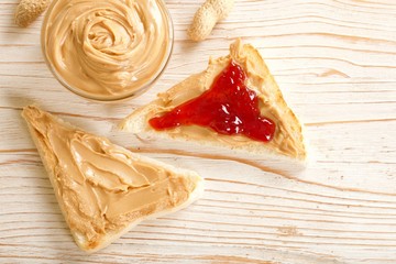 peanuts butter on a wooden background