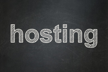 Obraz premium Web development concept: Hosting on chalkboard background