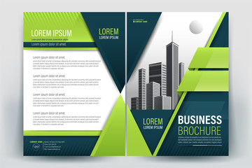 Brochure Cover Layout with green geometric , A4 Size Vector Template