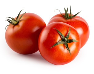 Three red ripe tomatoes