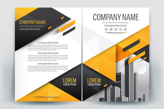 Brochure Cover Layout with yellow and black triangle , A4 Size Vector Template