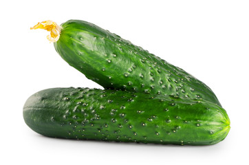 Two green cucumbers