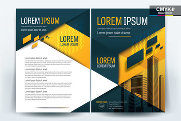 Brochure Cover Layout with yellow geometric , A4 Size Vector Template