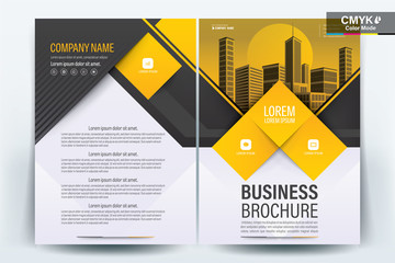 Brochure Cover Layout with yellow and black geometric , A4 Size Vector Template