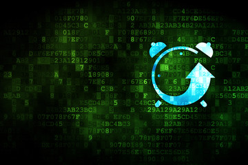 Timeline concept: Alarm Clock on digital background