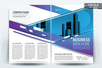 Brochure Cover Layout with magenta and blue , A4 Size Vector Template