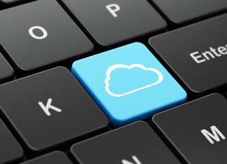 Cloud networking concept: Cloud on computer keyboard background