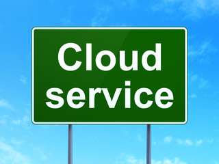 Cloud technology concept: Cloud Service on road sign background