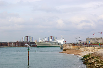 Ship leaving Portsmouth Harbour