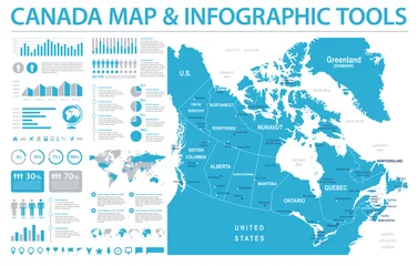 Fotobehang Canada Map - Info Graphic Vector Illustration © Porcupen