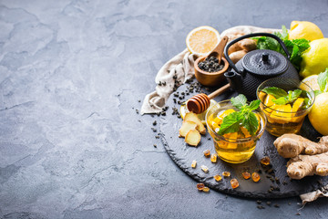 Japanese chinese tea teapot lemon ginger mint honey